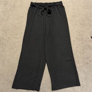 Women's Black Wide Leg Pants with Tie Waist: 1X (NEVER WORN)